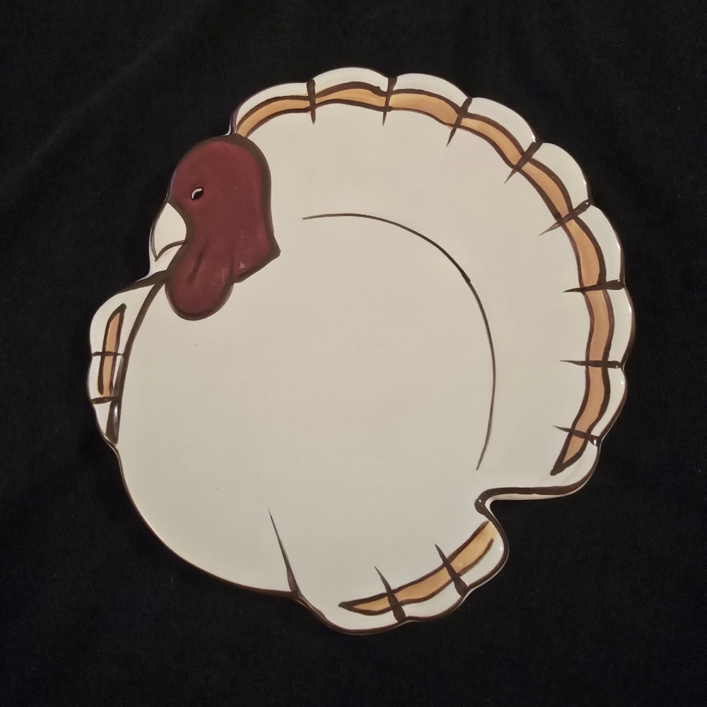 Pottery Barn Turkey Plate - Cream and Brown 7" Salad/Dessert Plate
